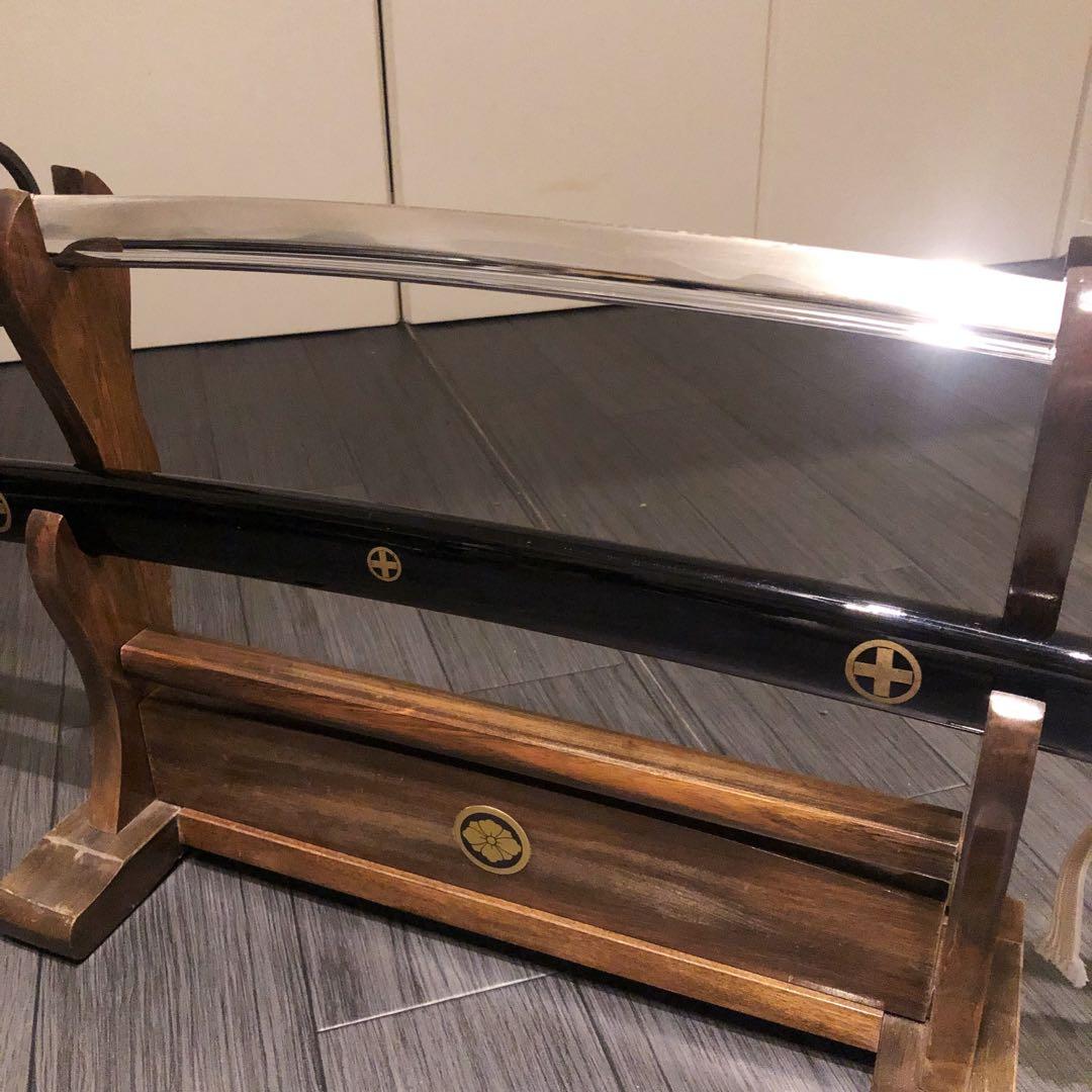 高級模造刀　樋有刀身 白拵え　居合刀　太刀　本格模造刀　紋様入り鞘