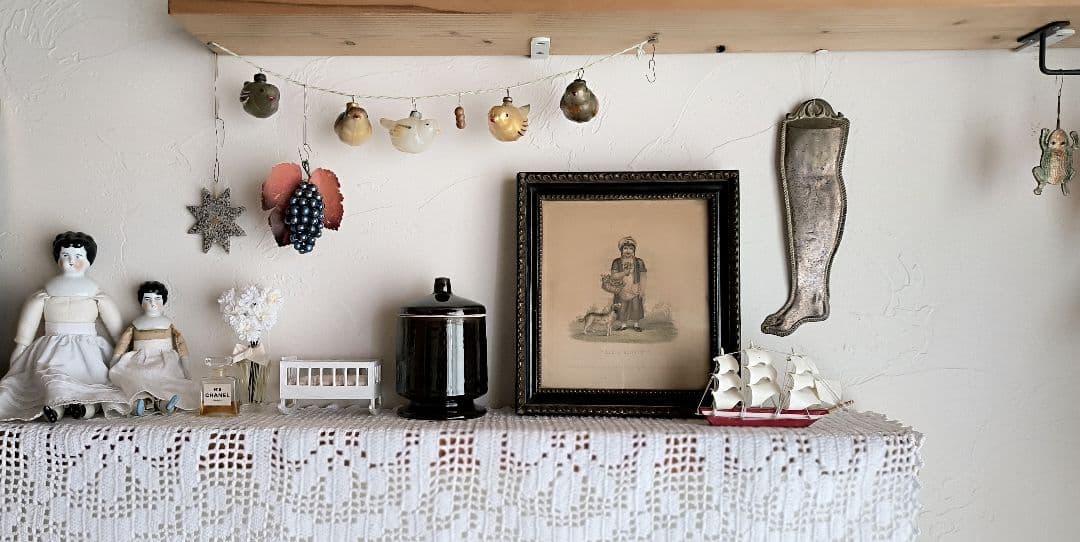 * antique picture ❀* 女の子とワンちゃんのいる 版画プリント