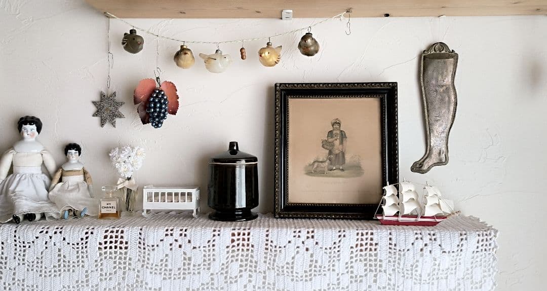 * antique picture ❀* 女の子とワンちゃんのいる 版画プリント