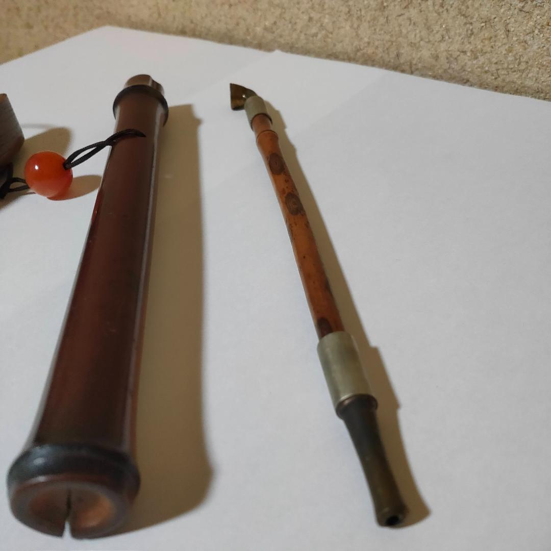 キセル　キセルケース　煙草入れ　古民家　蔵出し　骨董　根付　煙管　煙管入れ　木製