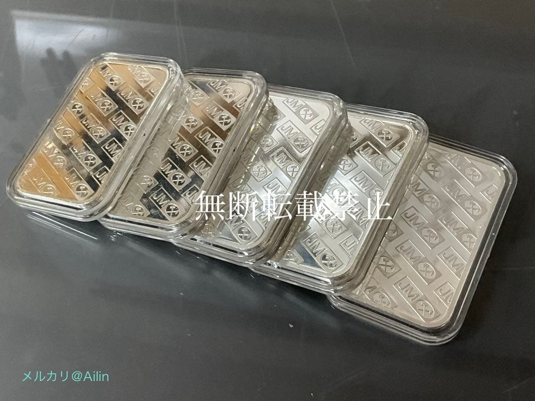 【保証書付/極美品】ジョンソン・マッセイ 純銀 1オンスバー 5枚セット JM