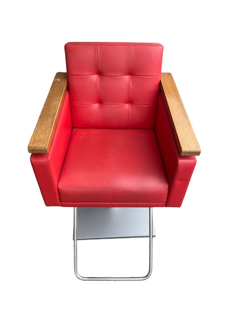 オオヒロ スタイリングチェア レッド 昇降 足踏みタイプ BRETT ma43