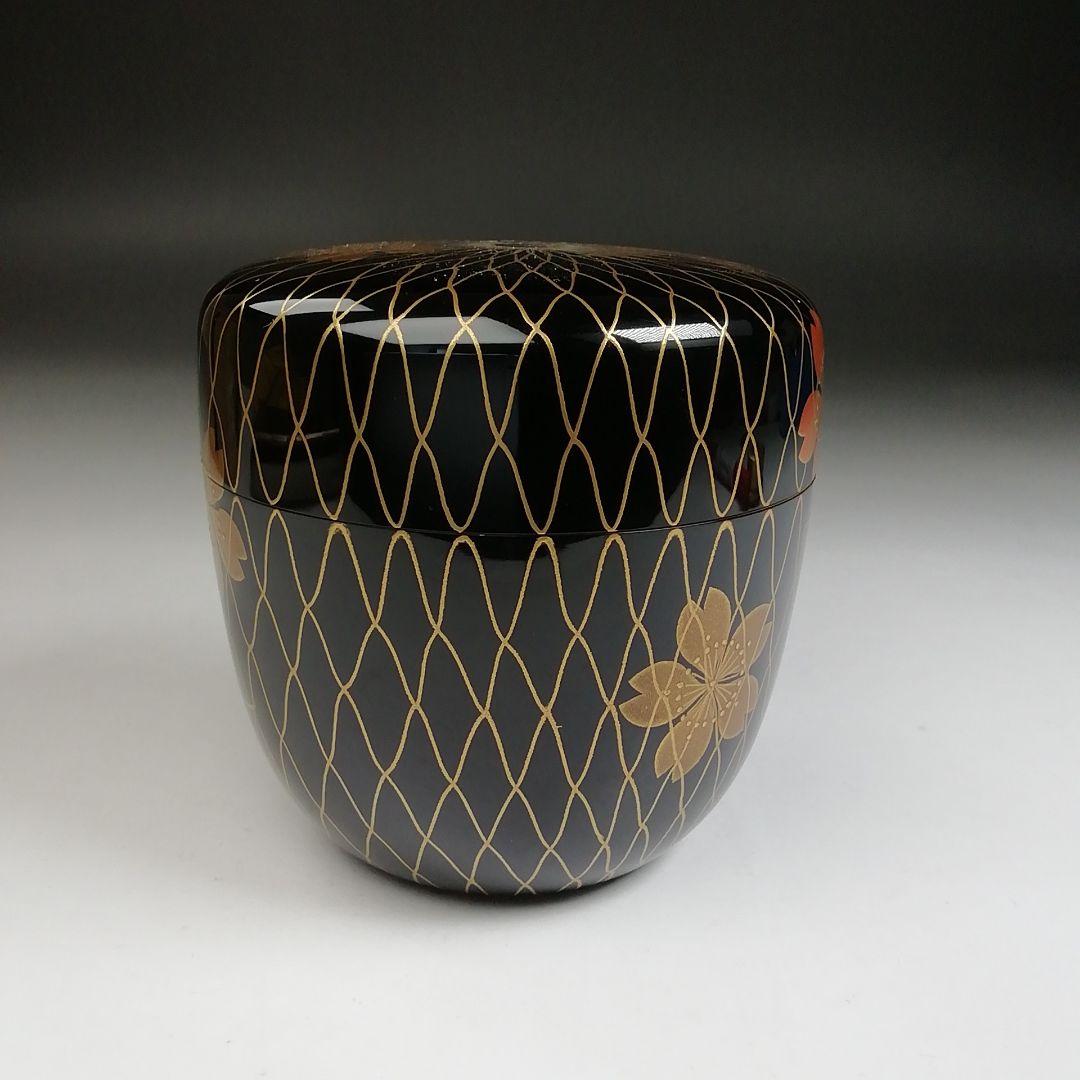 Ｔ９３２　棗　『網春秋蒔絵』『内銀地』『清水庄三 作』　共箱　茶道具