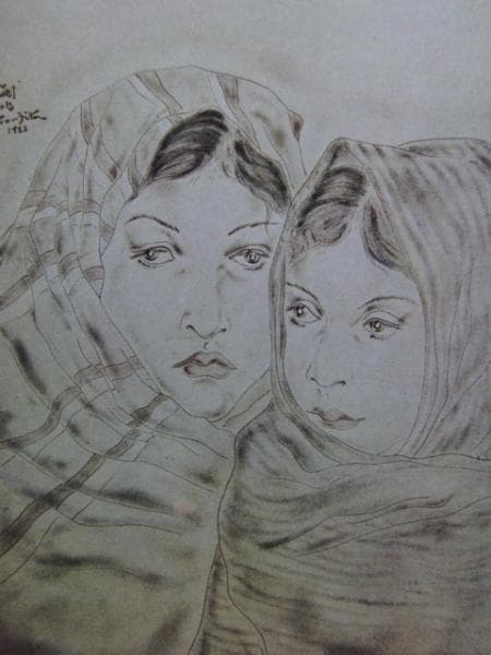 藤田嗣治、エスキモーの姉妹、超希少画集画、新品額装付