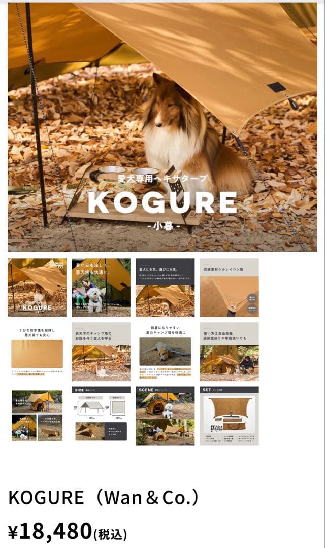 愛犬用キャンプテント・フードスタンド・タープセット　WAN&CO【新品/未使用】