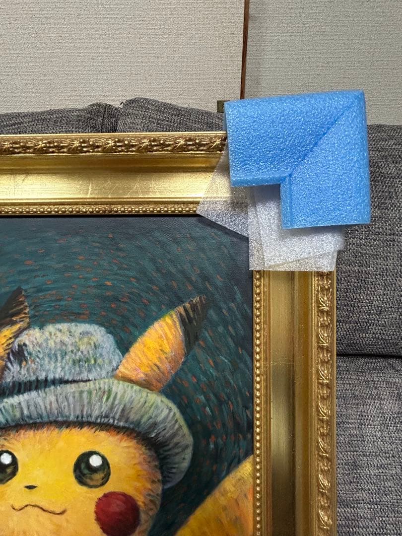 ゴッホピカチュウ　キャンバスアート　希少　金枠　Mサイズ　65cm✖️50cm