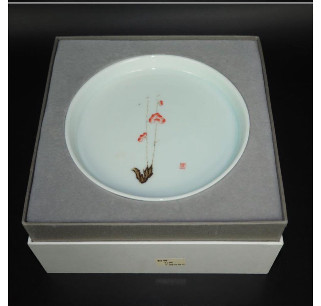 送料無料　中国方園　手描き梅文玉露茶器揃未使用　検/中国古玩骨董明代清代乾隆雍正