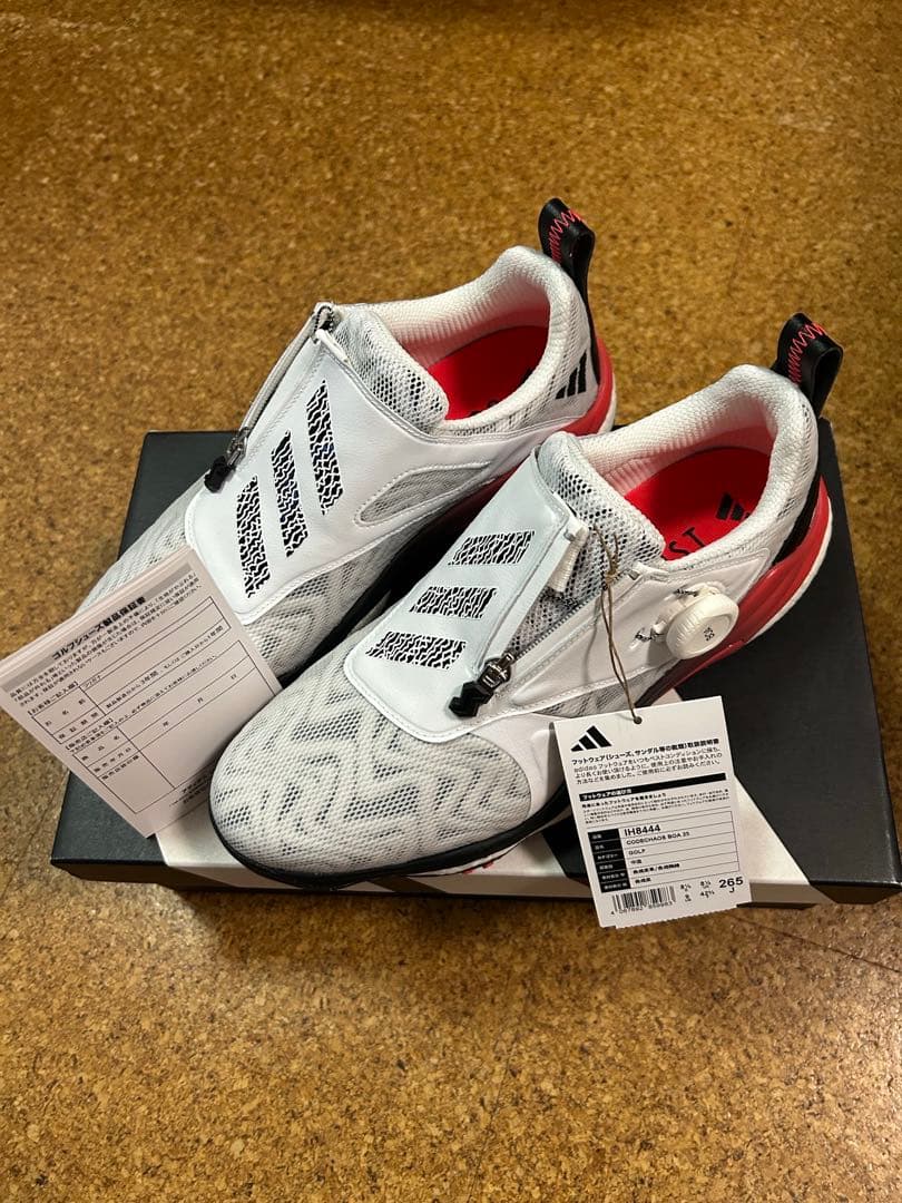 adidas コードカオスBOA ゴルフシューズ ホワイト/レッド　26.5㌢