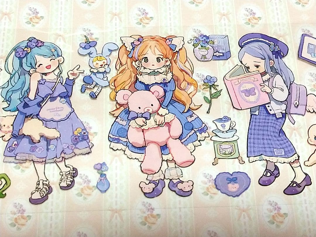 完売御礼✩再販✩J472＃彩色衣橱(PET)普通小狗切り売り海外人物マステ女の子