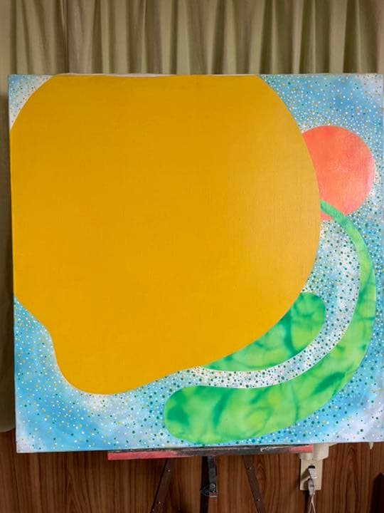 油絵　現代アート　太陽　　作者　あんどうまさひ　油彩画