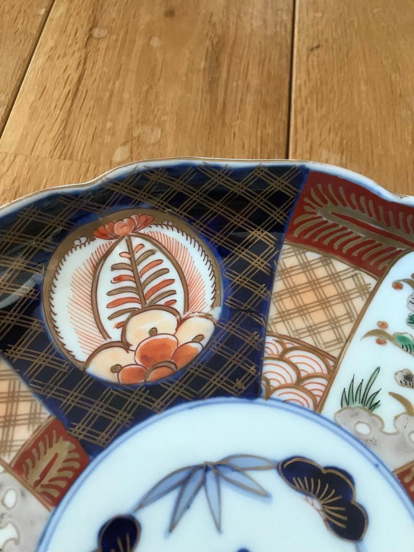 大皿　2枚　骨董品　大聖寺伊万里　古伊万里　伊万里　色絵　金彩　向付　5客