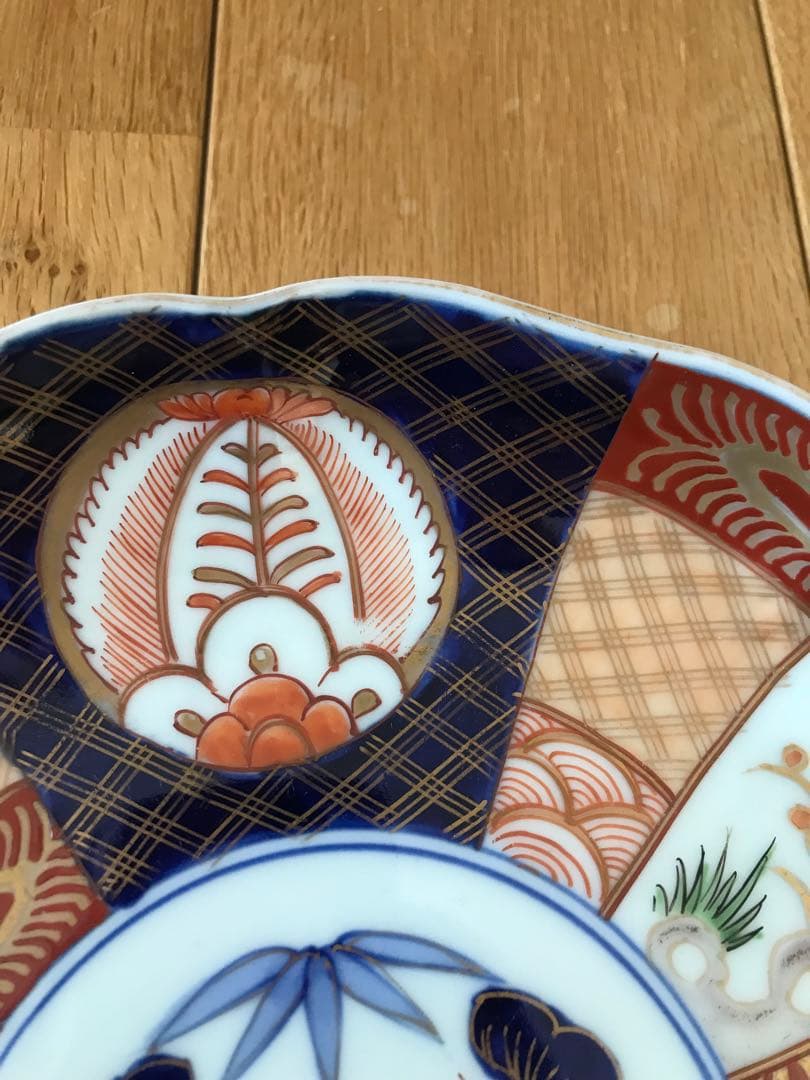 大皿　2枚　骨董品　大聖寺伊万里　古伊万里　伊万里　色絵　金彩　向付　5客