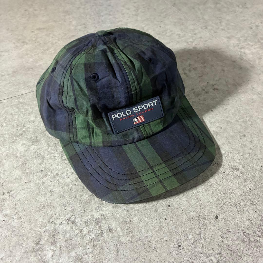 90s POLO SPORTポロスポーツキャップ星条旗ブラックウォッチラルフ
