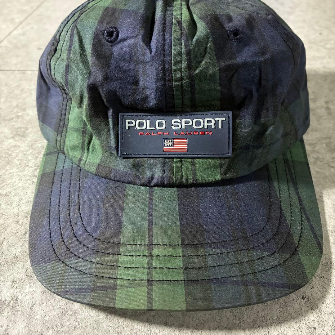 90s POLO SPORTポロスポーツキャップ星条旗ブラックウォッチラルフ