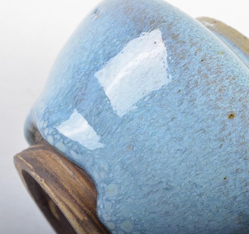 中国　汝窯　天青釉　茶入　茶壷　蓋・仕覆付　時代箱　M　R4570