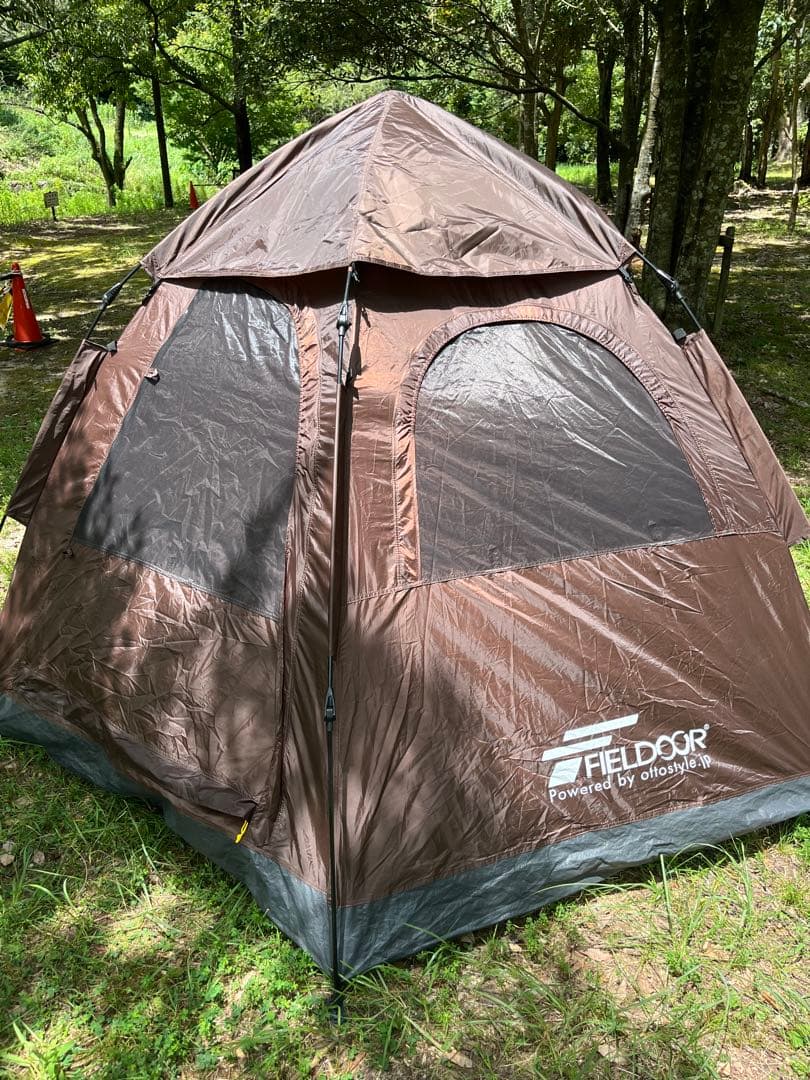 FIELDOOR ポップアップテント 六角形 ブラウン