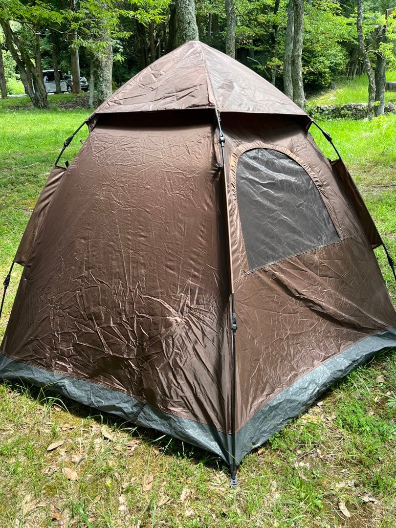 FIELDOOR ポップアップテント 六角形 ブラウン