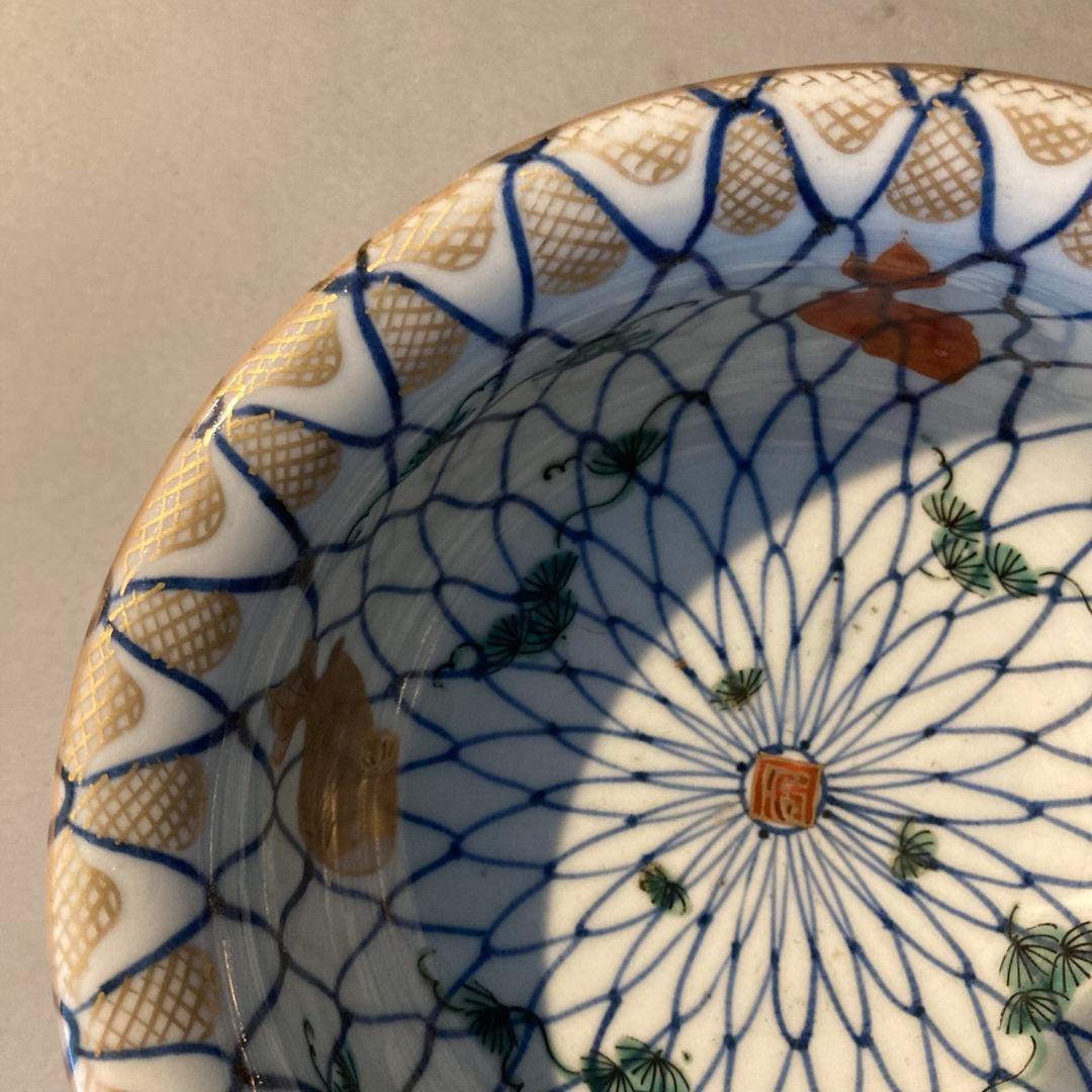 【貴重】古伊万里　染付色絵鉢　網目　金魚　金彩　茶碗　陶器　骨董品　江戸後期