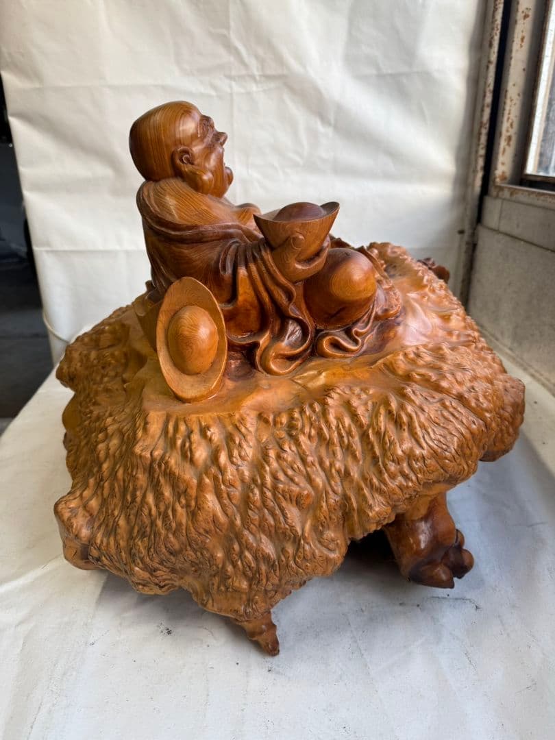 布袋様　木製　オブジェ　インテリア　七福神　縁起物