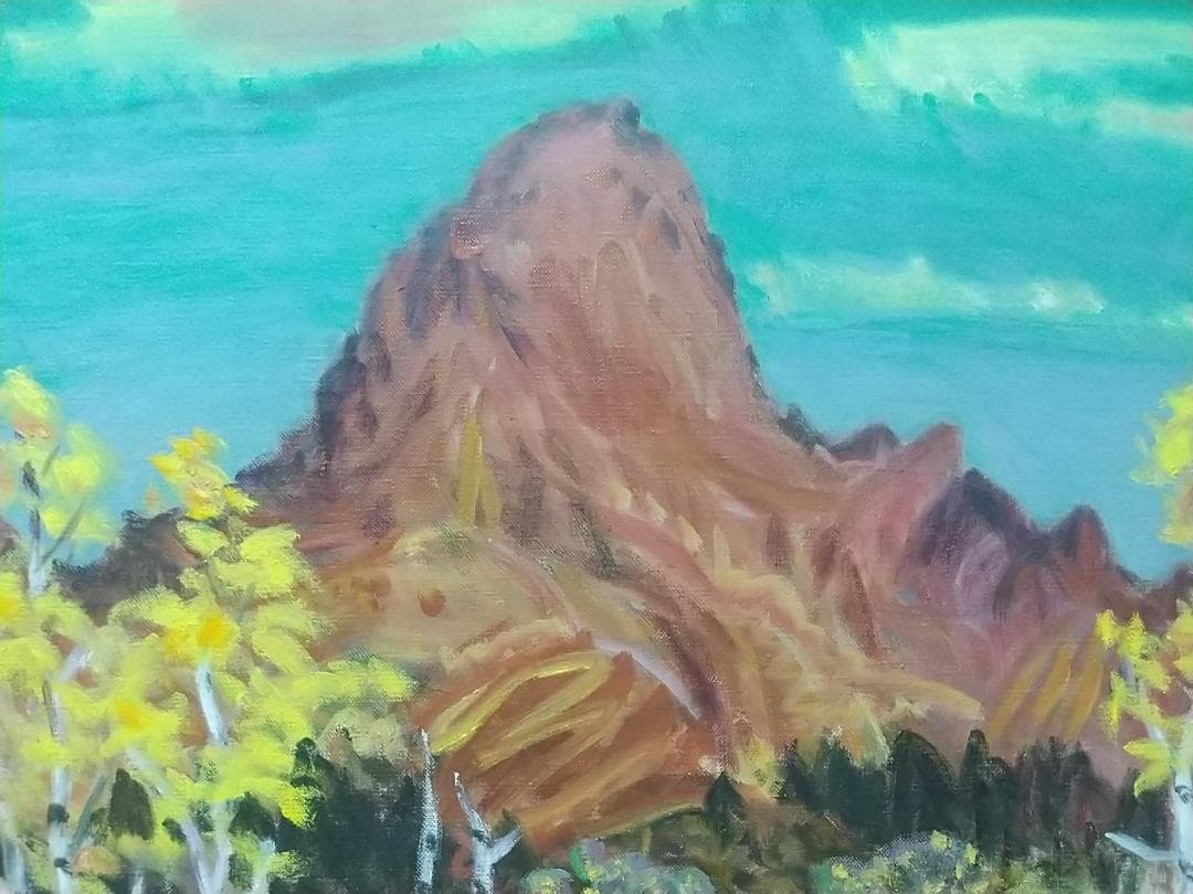 絵画 油絵 P10「烏帽子ヶ岳」