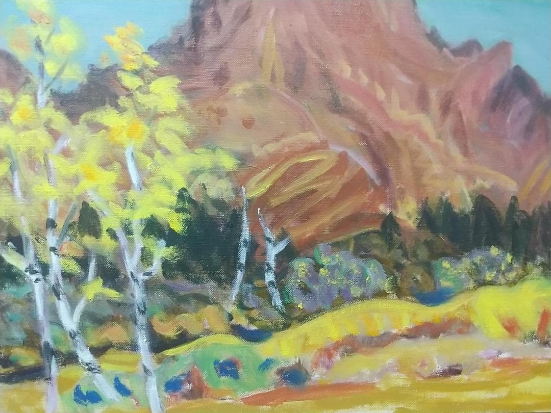 絵画 油絵 P10「烏帽子ヶ岳」