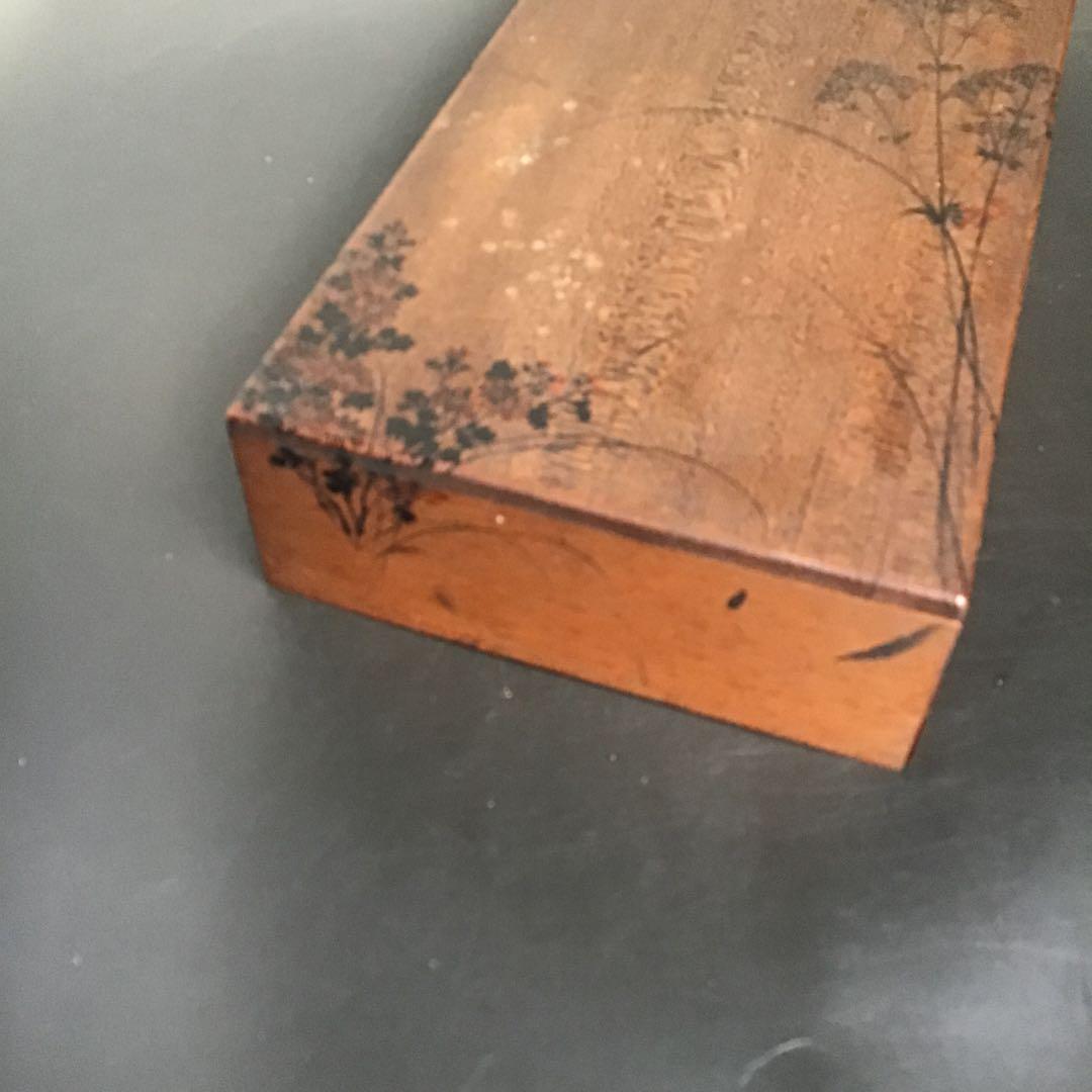 本漆塗蒔絵　文箱　硯箱　骨董品　アンティーク　時代小箱