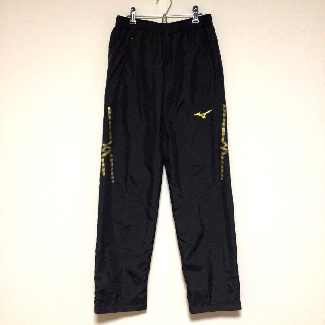 ミズノ ブレスサーモ ウインドブレーカー 上下セット 黒金 S メンズ