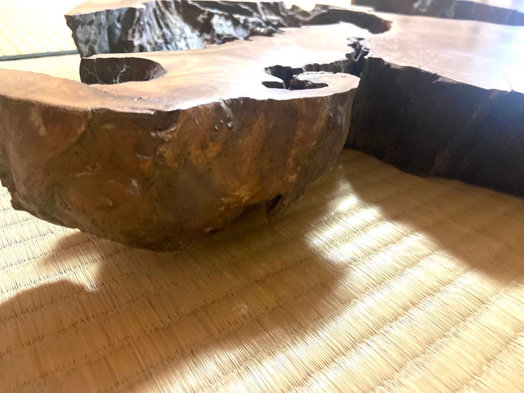 極希少・時代物天然欅けやき一枚板　瘤杢・自然穴｜古材銘木　縦 104× 横 65
