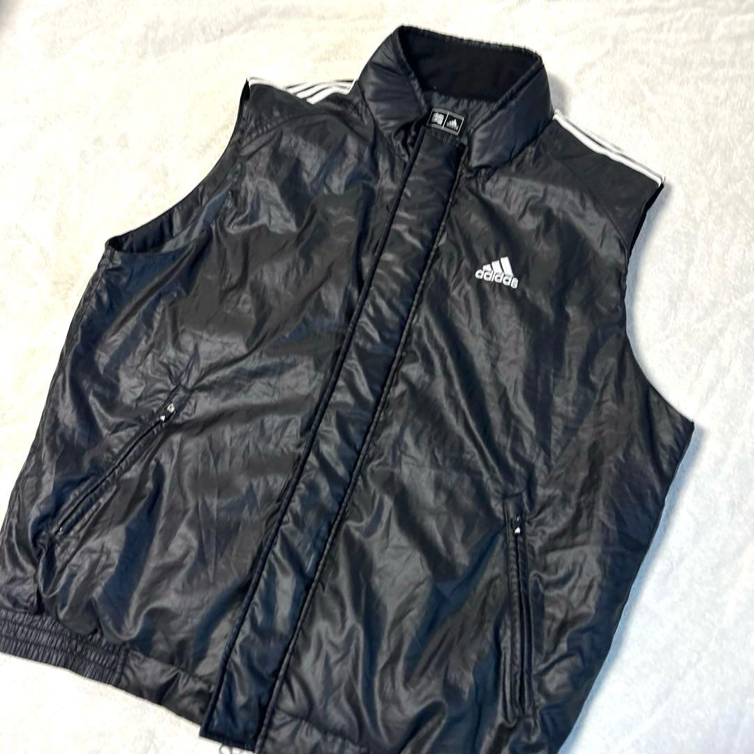 adidas GOLF 中綿ベスト ハイネック ジップアップ ロゴ 刺繍　黒