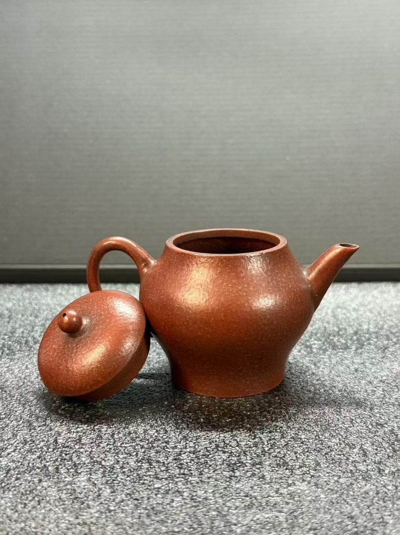 【孟臣 底款 刻漢詩 明月水中来】紫砂壷 朱泥 段泥 煎茶道具 急須 単孔口