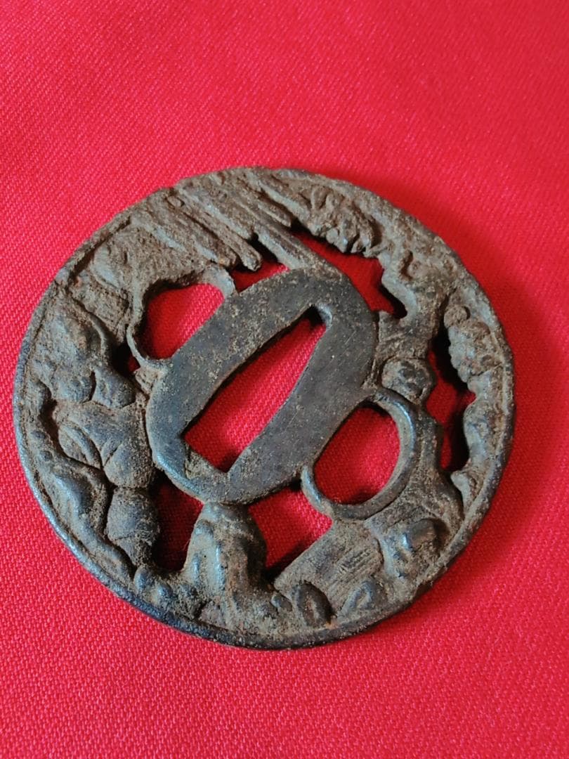 鍔 無銘 鉄鐔 人物図 拵 日本刀 刀装具 骨董 古美術 江戸時代