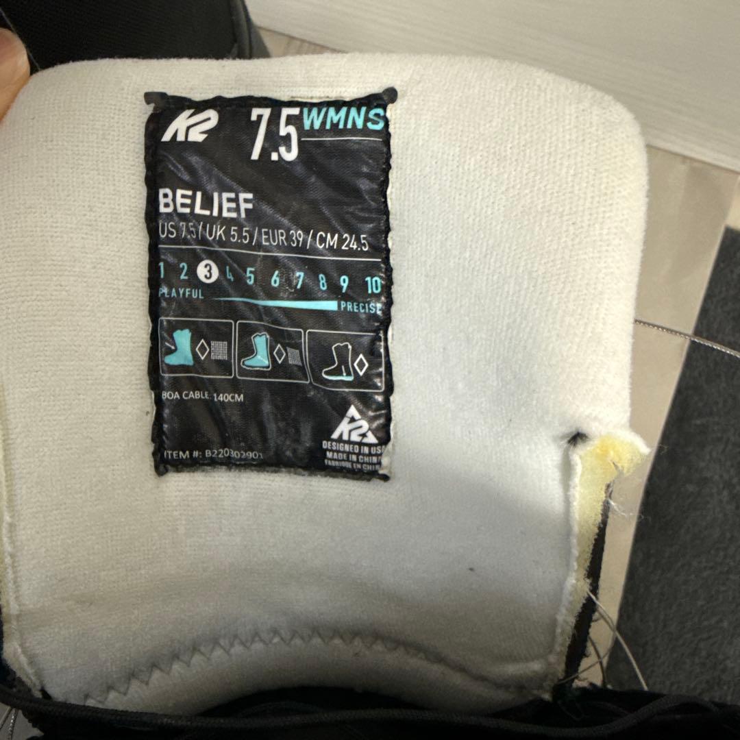 一回のみ着用！K2 BELIEF スノーボードブーツ 24.5センチ