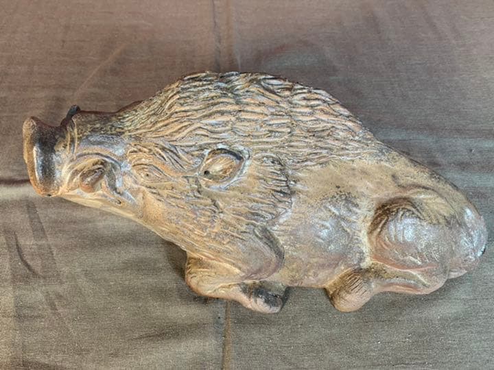 備前焼　小野田瑞穂 作　干支『亥』　共箱有り