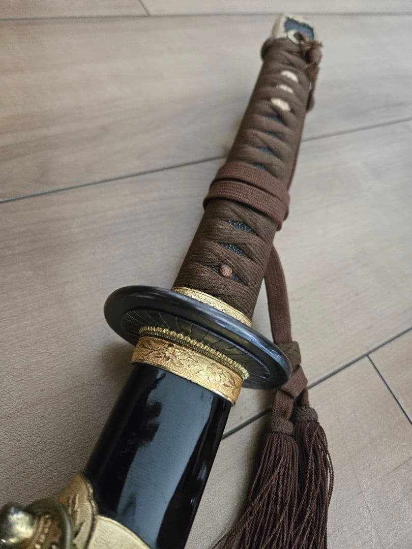 第二次大戦頃/実物　極美品　海軍士官軍刀拵え(刀身なし)　高級漆鞘　番号揃い