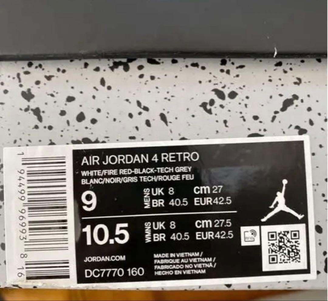 シューズ(男性用) Nike Air Jordan 4 Retro OG Fire Red