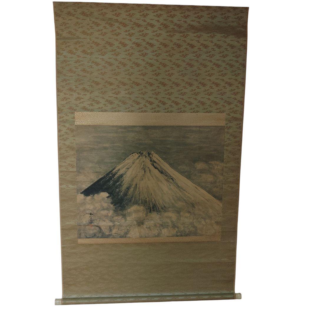 紙本　越後　高橋五仙子　富士山　水墨画　掛軸