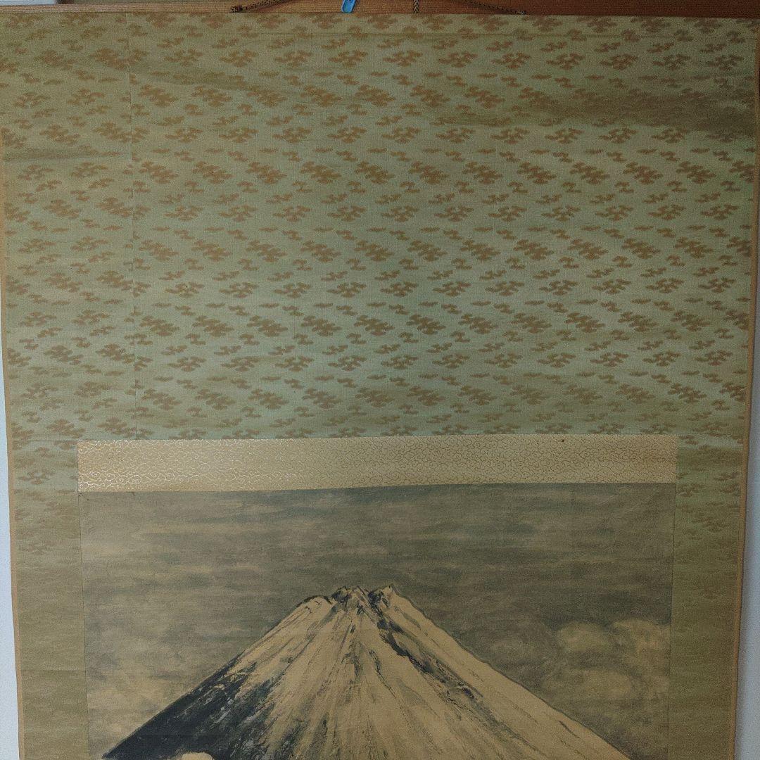 紙本　越後　高橋五仙子　富士山　水墨画　掛軸