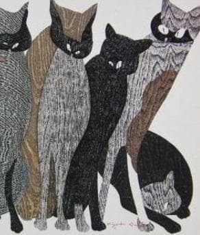 斎藤清、「競艶」、希少な画集の額装画、オーダーマット付・日本製新品額入り