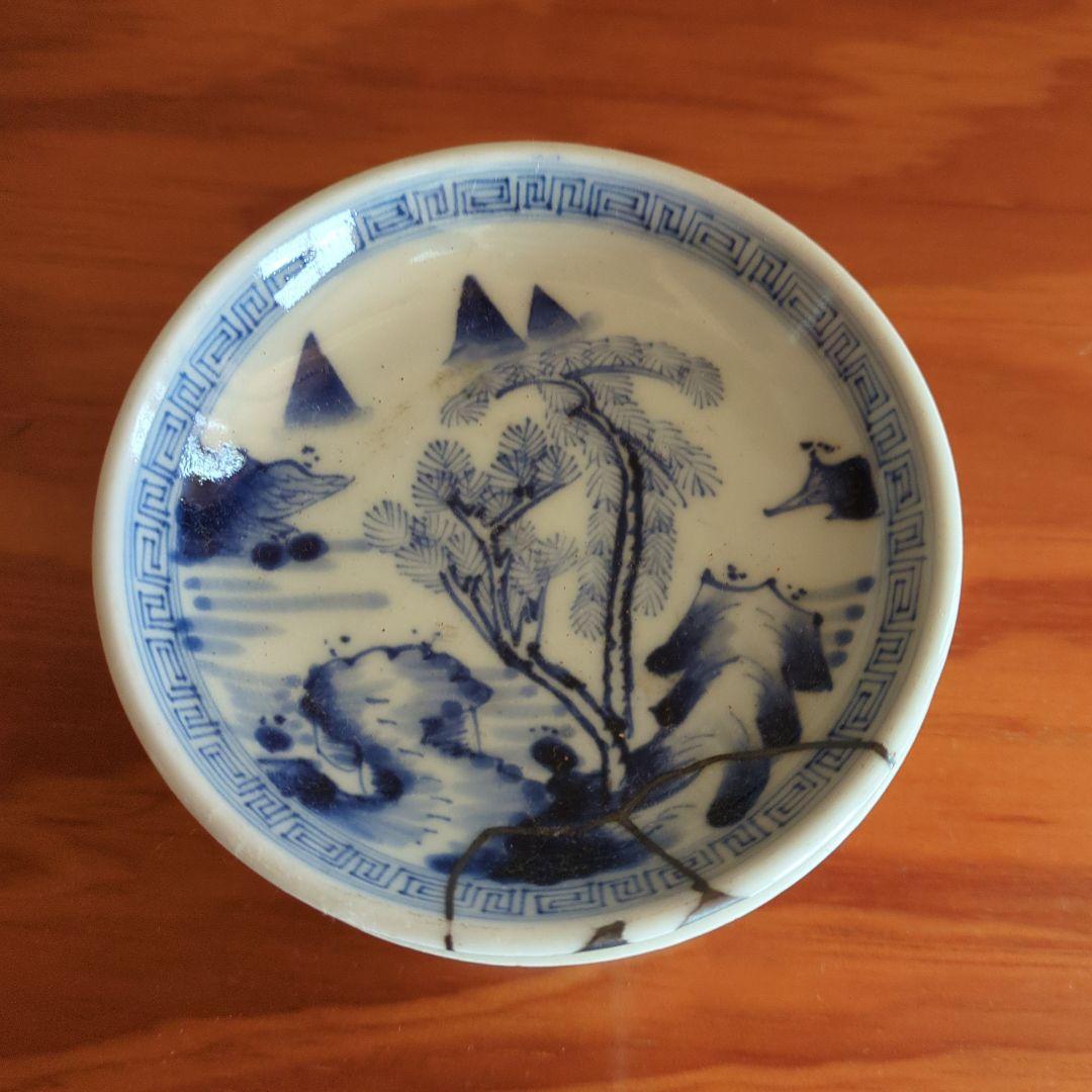 青と白の風景画 陶器皿 5枚セット