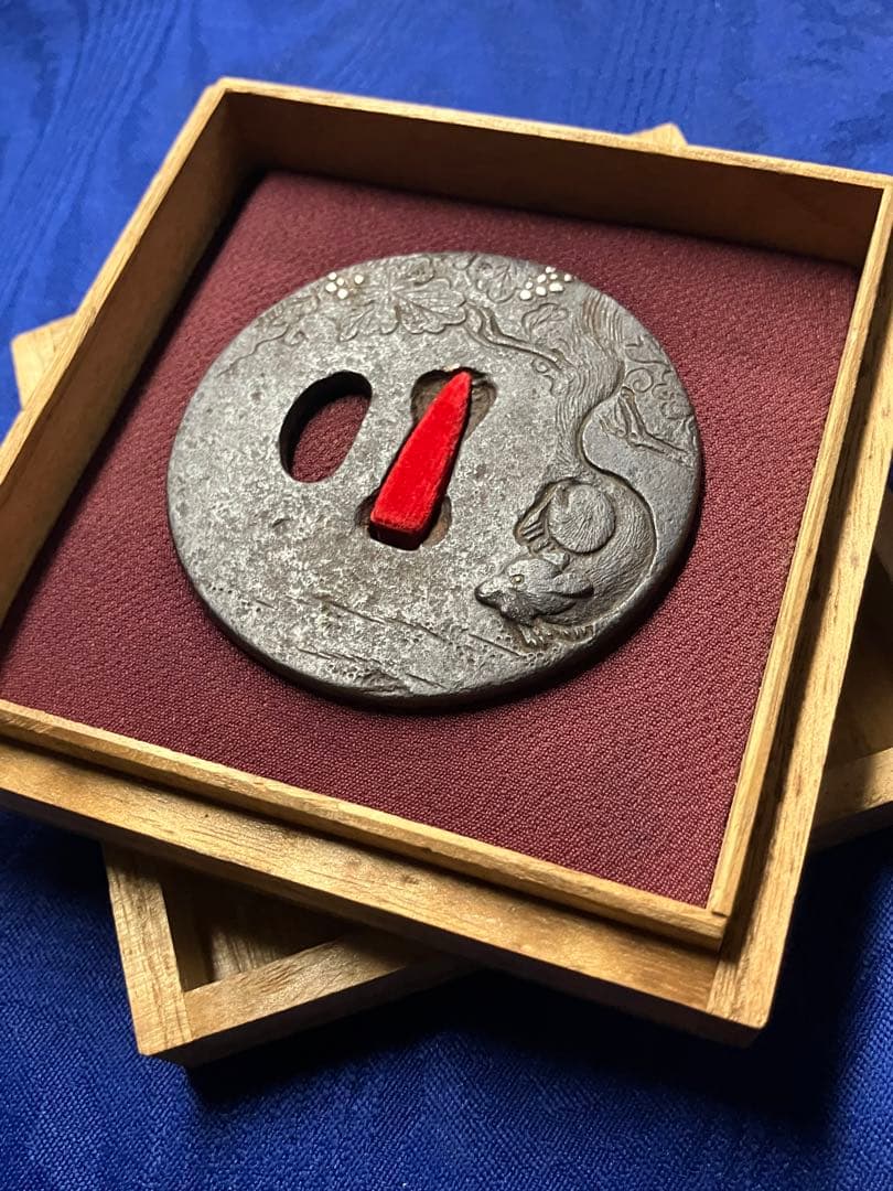 鍔　日本刀　鉄鍔　時代物　銀象嵌