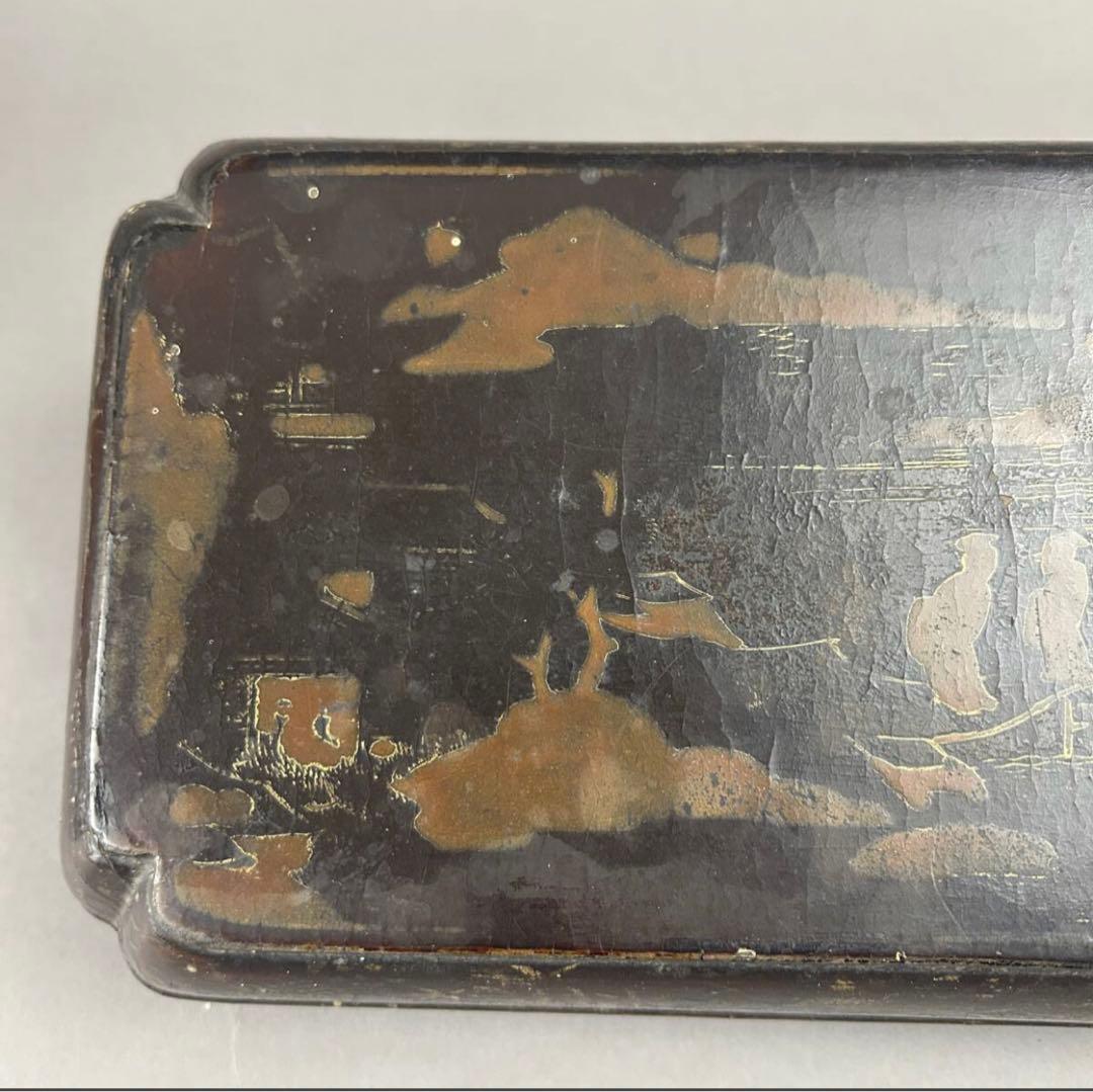 黒漆金彩長方箱 美術品　茶道具　骨董品　漆箱　漆器