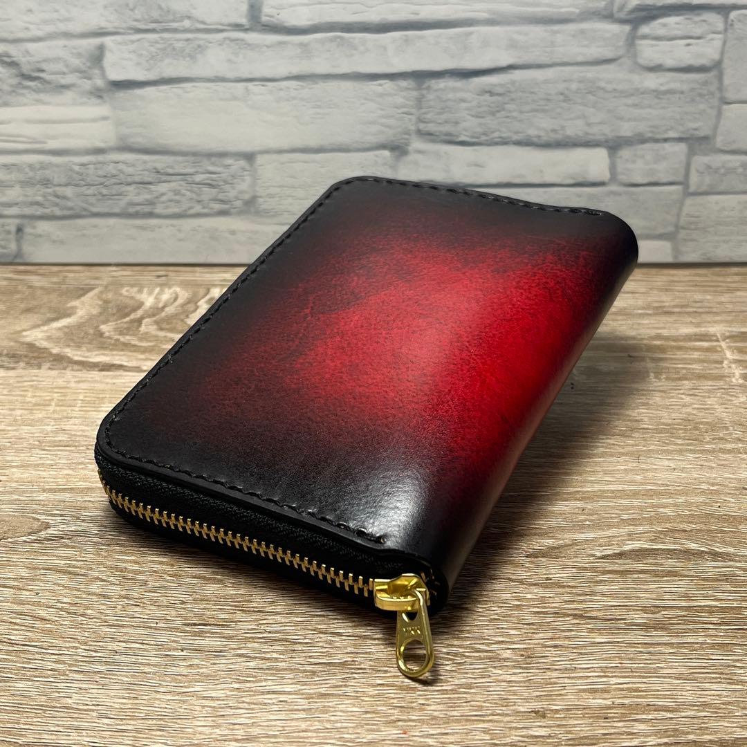 ルアーワレット　本革レザー　手染めアンティークレッド　ハンドメイド　渓流　ミノー