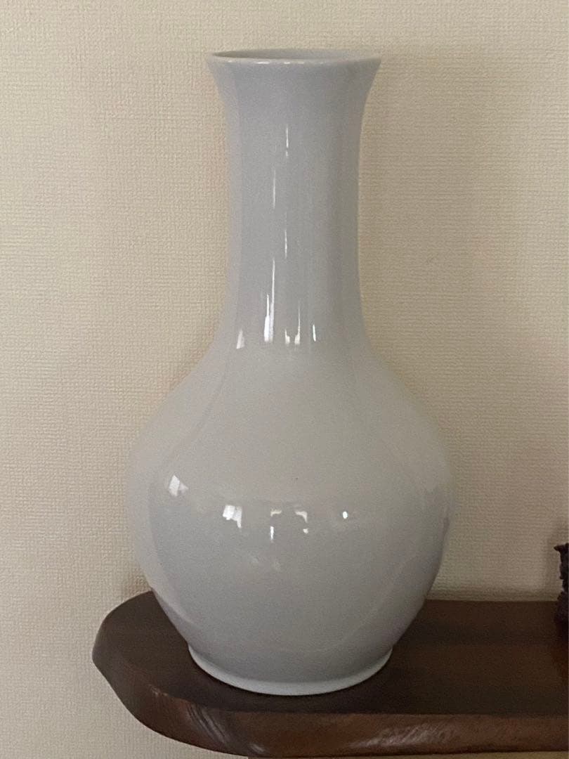 中国美術 中華民國 大白球瓶 花入 花器 古玩 唐物 高さ49cm X26cm