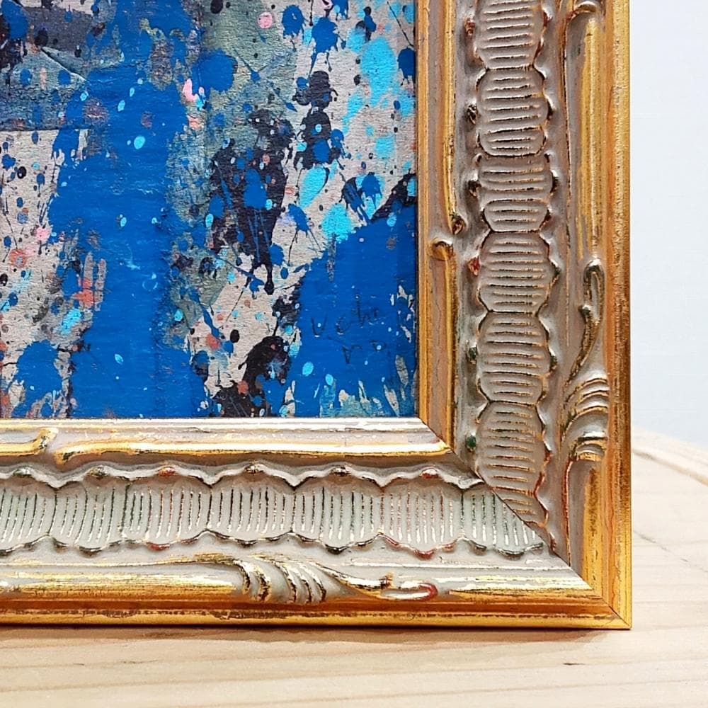 内野隆文　絵画　抽象画　段ボールにアクリル　アート作品　現代美術　ミニ額　額縁