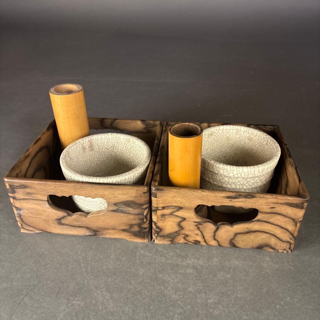 黒柿　煙草盆　２点