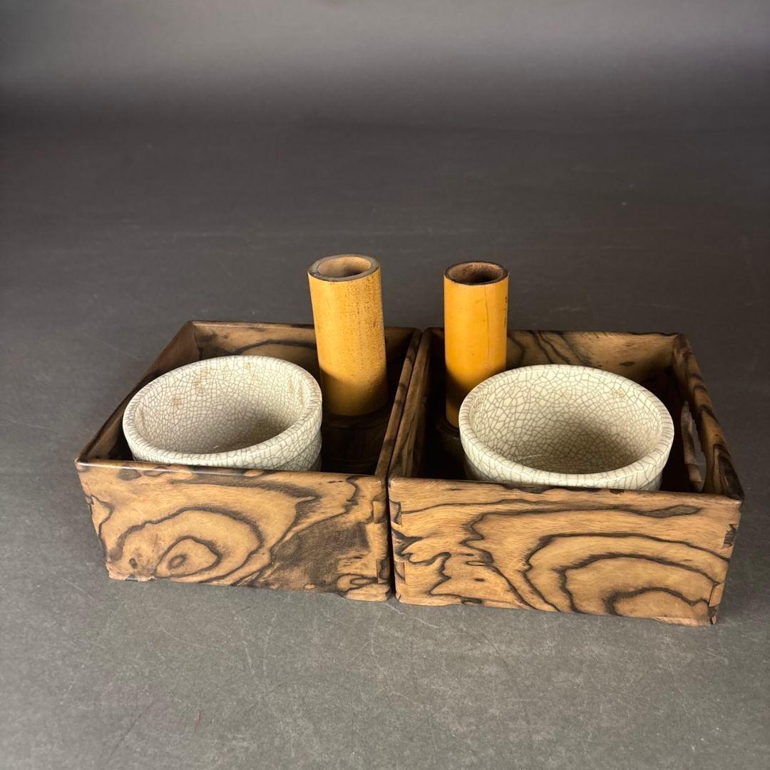 黒柿　煙草盆　２点