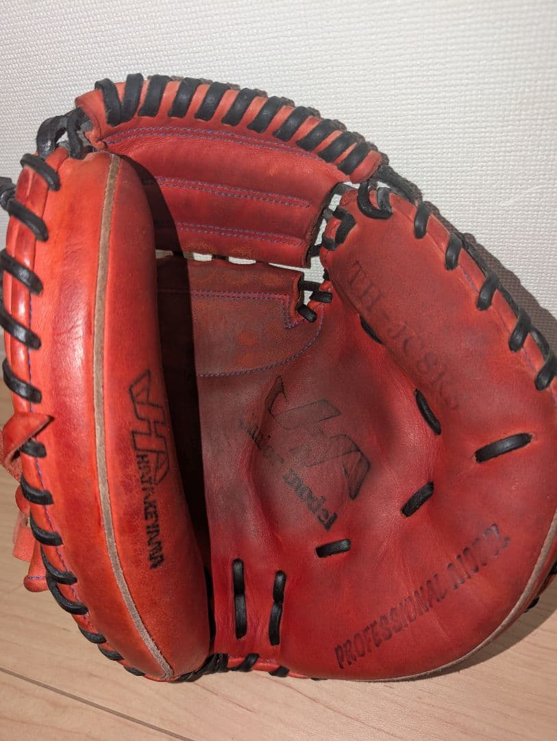 少年軟式　ハタケヤマ　キャッチャーミット　右投げ用　TH-JC8RS　赤