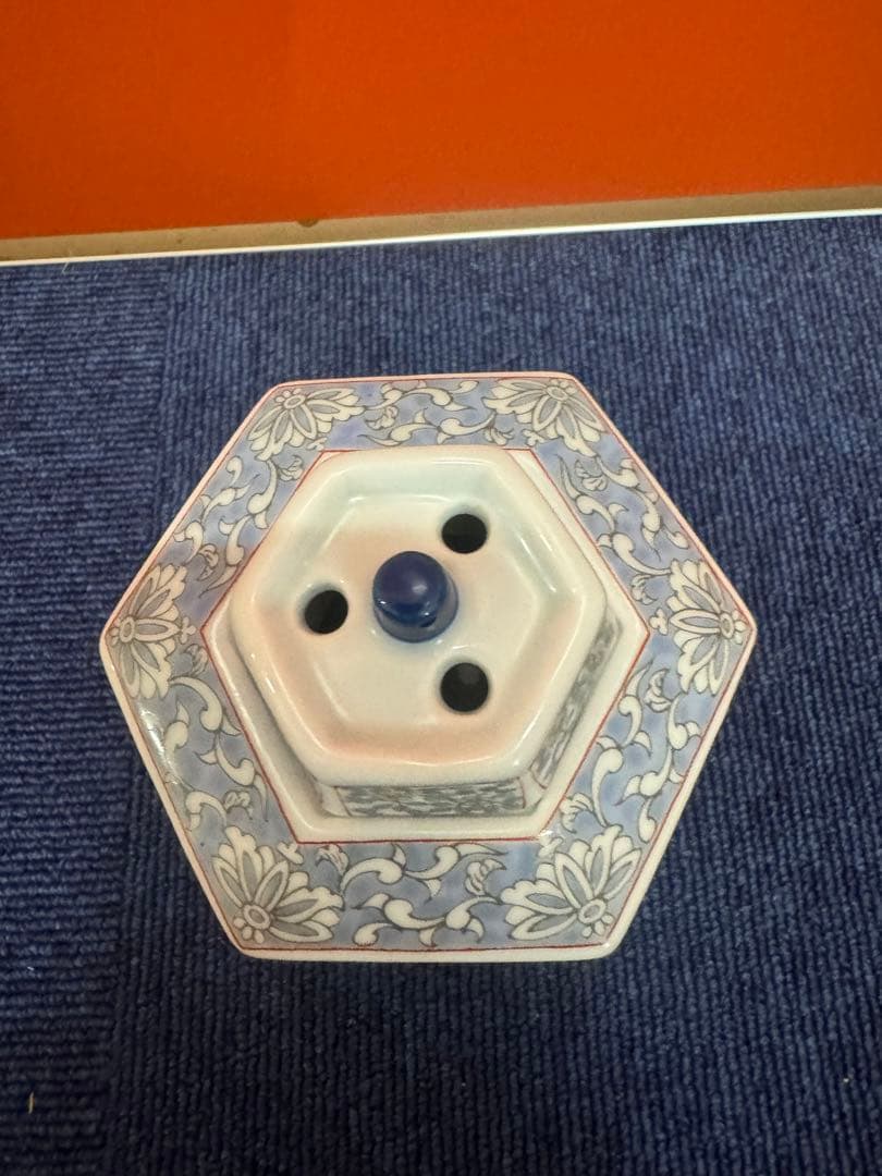 1659 有田焼　幸楽　草花文　香炉　未使用