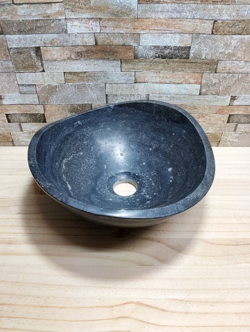 天然石の楕円形ボウル 直径約30cm