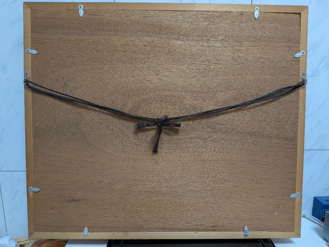 油絵「鮎２匹皿上並びにスダチ」昭和時代頃額サイズ横幅５７Ｘ縦４８Ｘ厚さ５額装品